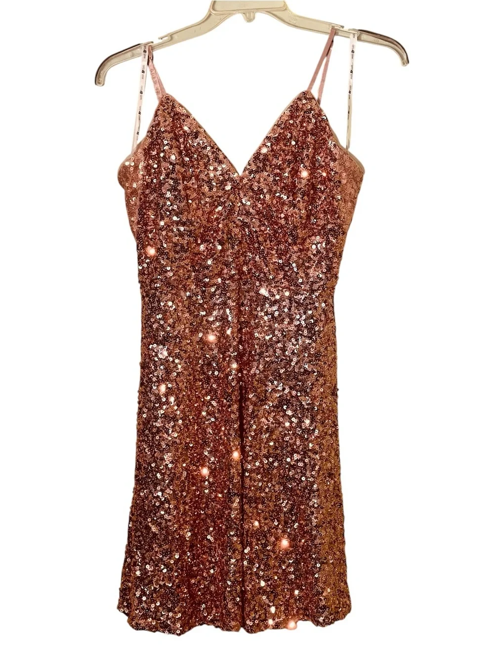 NWT-Jules & Cleo by David’s Bridal, Gold all sequined mini dress. Size 12 - Picture 6 of 12